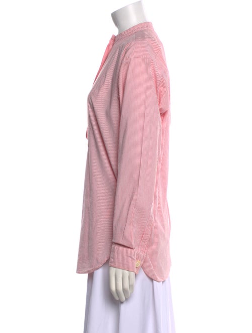 Sofie D'Hoore Striped Mock Neck Button-Up Top