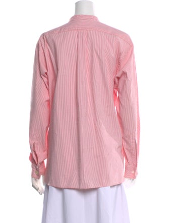 Sofie D'Hoore Striped Mock Neck Button-Up Top