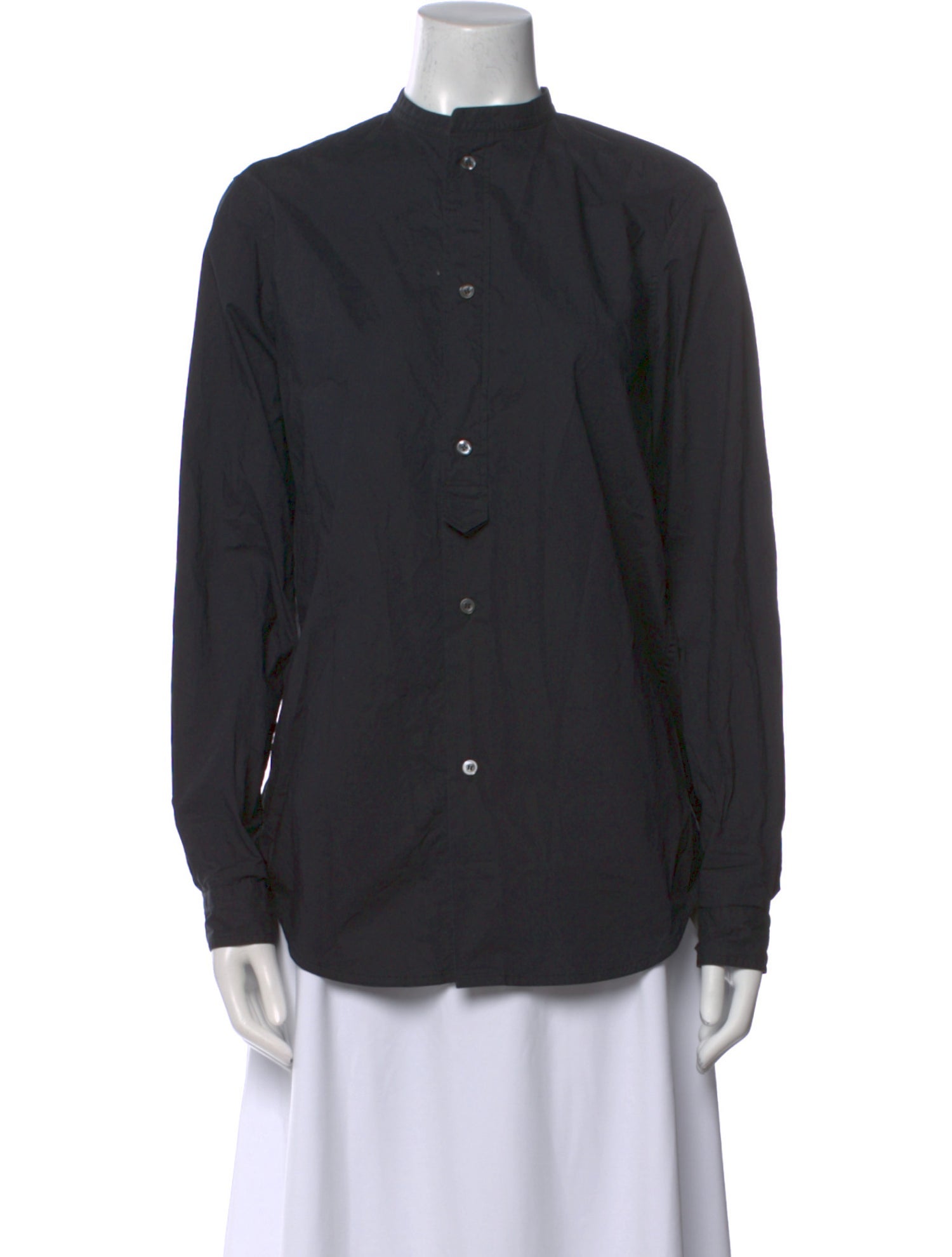 Sofie D'Hoore Mock Neck Long Sleeve Button-Up Top