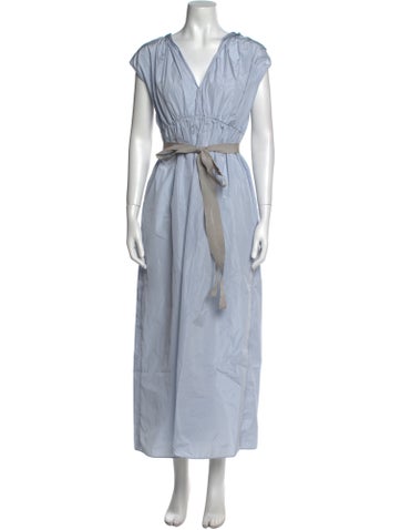 Pre-owned Sofie D'hoore V-neck Long Dress W/ Tags In Blue