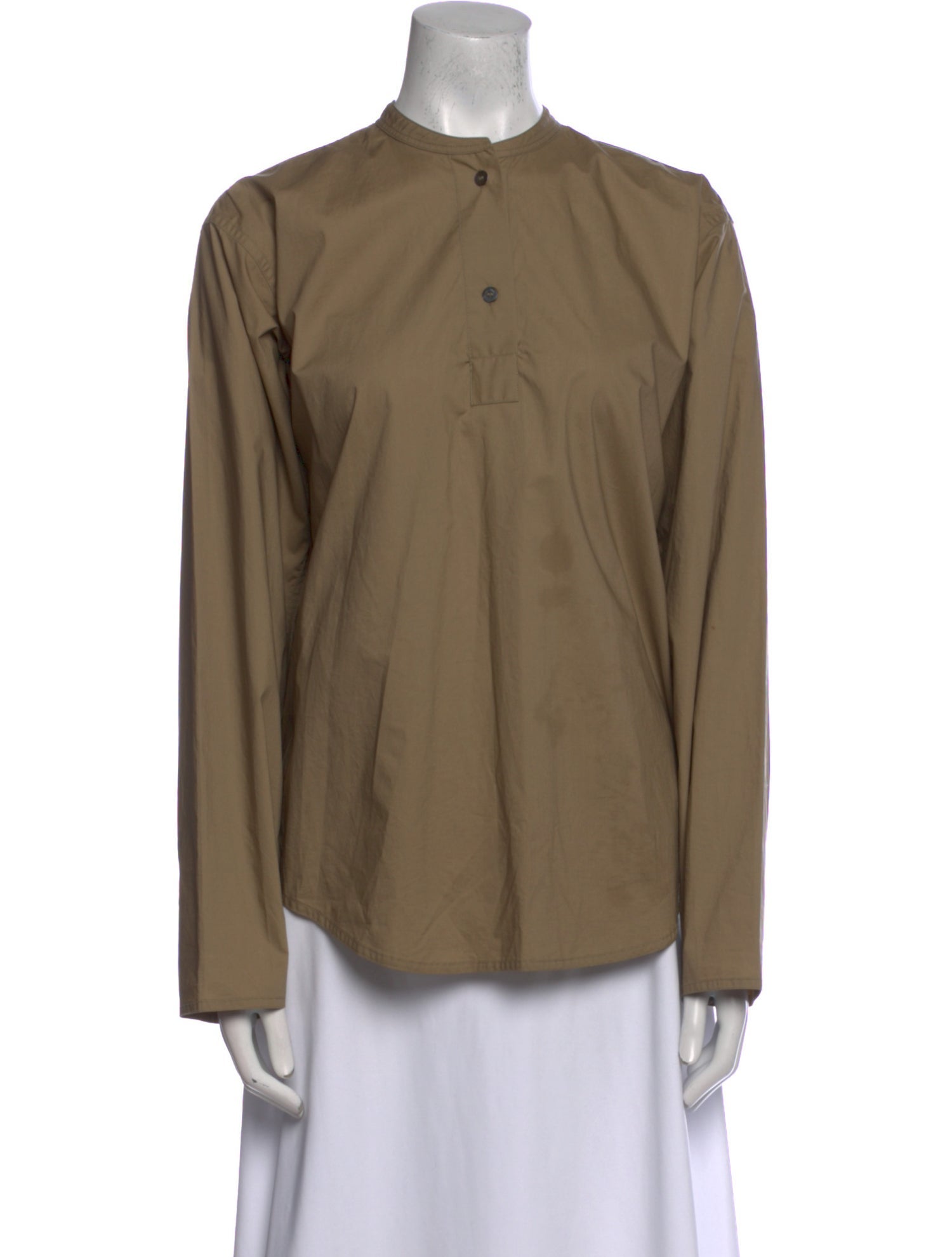 Sofie D'Hoore Mock Neck Long Sleeve Button-Up Top