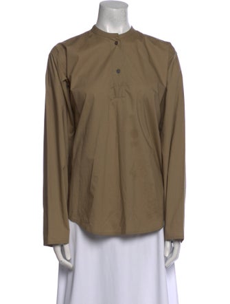 Sofie D'Hoore Mock Neck Long Sleeve Button-Up Top