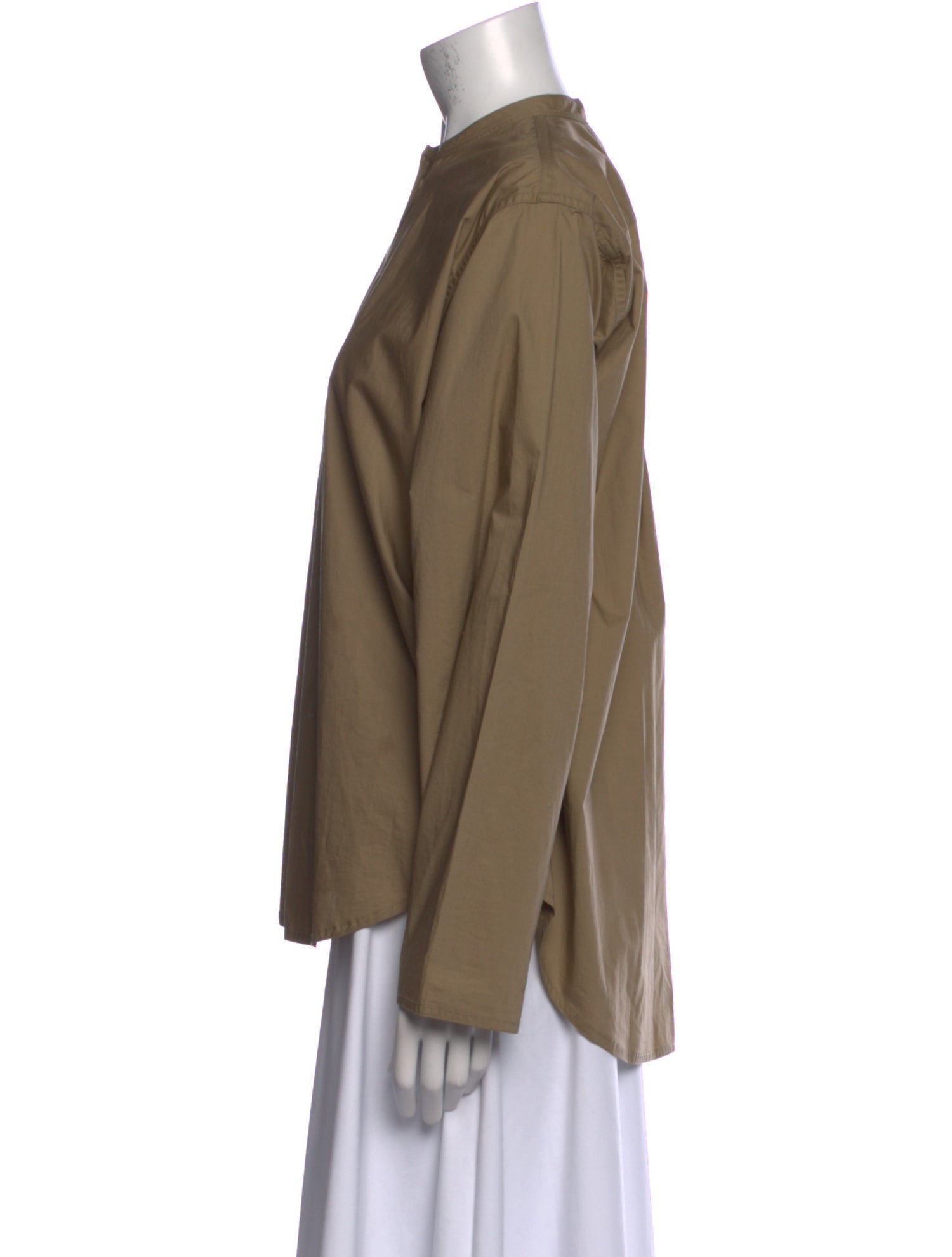 Sofie D'Hoore Mock Neck Long Sleeve Button-Up Top