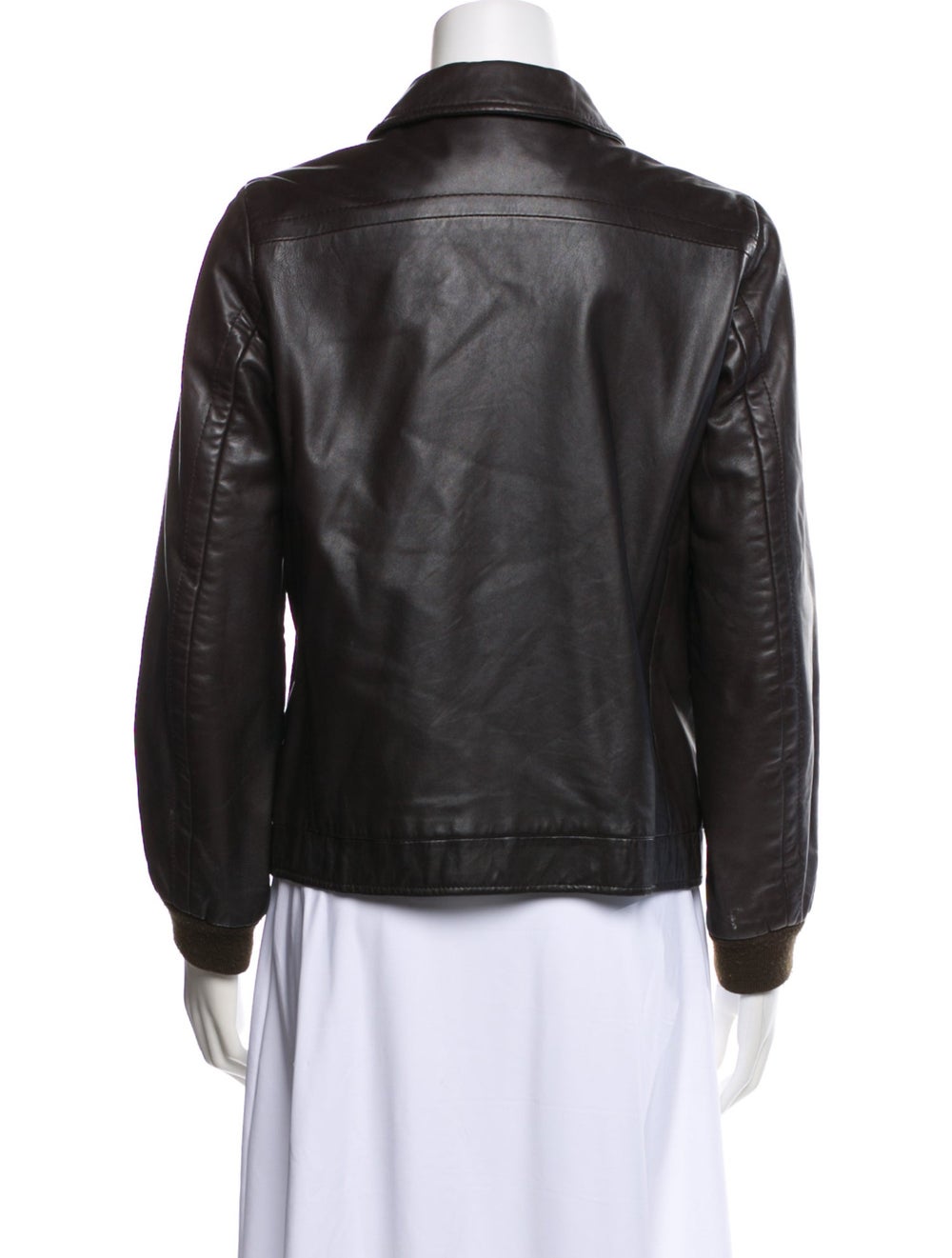 Sofie D'Hoore Leather Jacket Brown Pointed Collar… - image 3