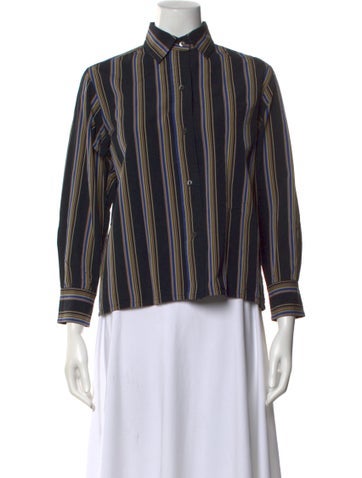 Pre-owned Sofie D'hoore Striped Long Sleeve Button-up Top In Blue