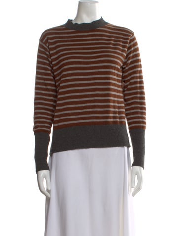 Pre-owned Sofie D'hoore Striped Mock Neck Sweater In Brown
