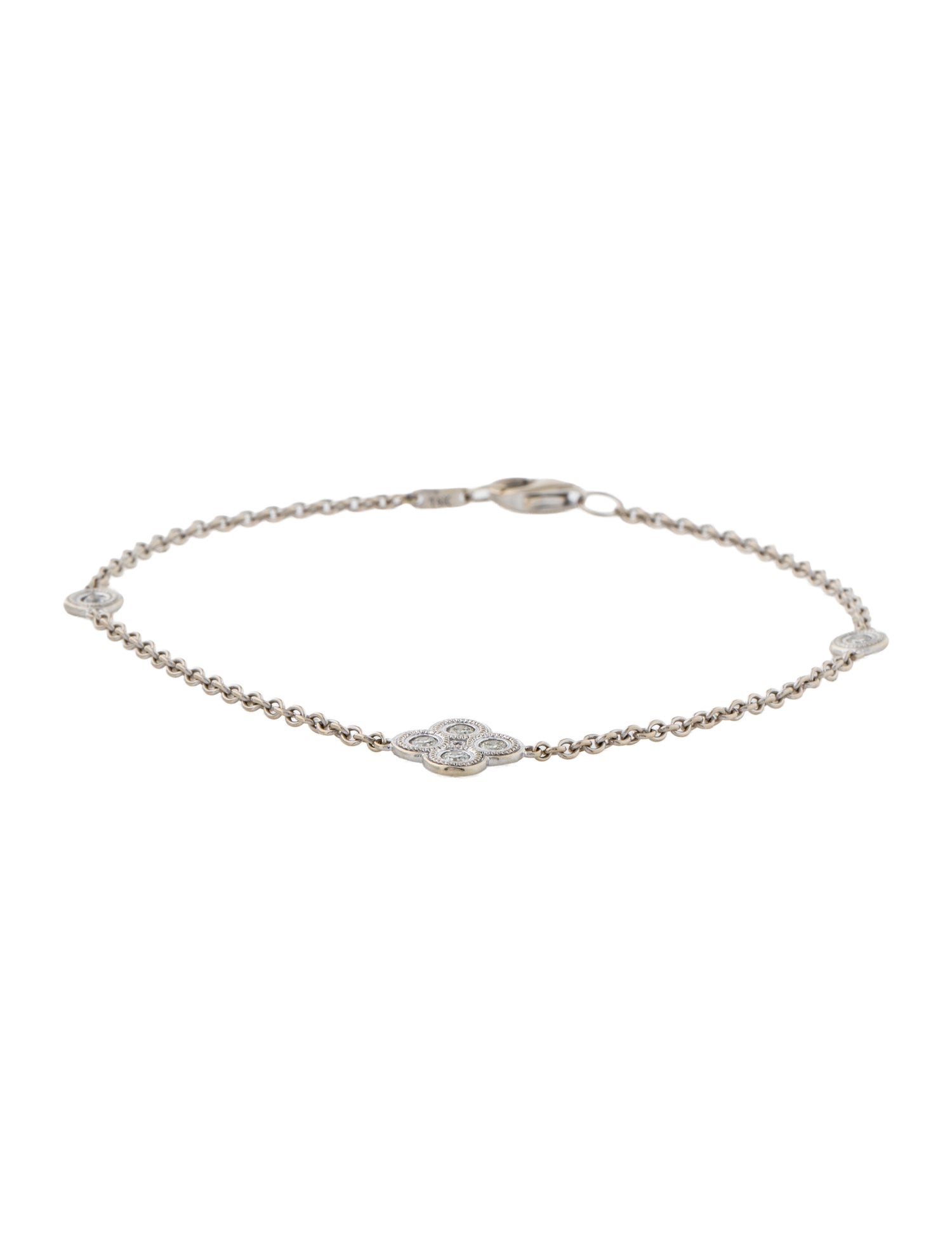 Sofer Jewelry 14K Diamond Clover Station Bracelet