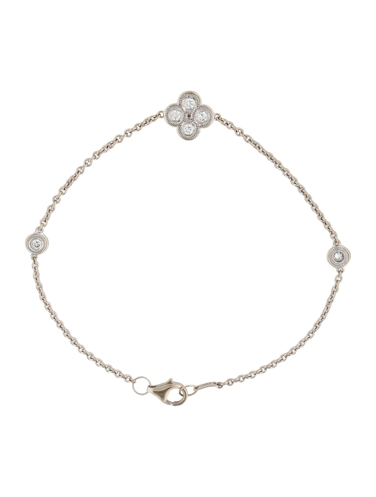 Sofer Jewelry 14K Diamond Clover Station Bracelet