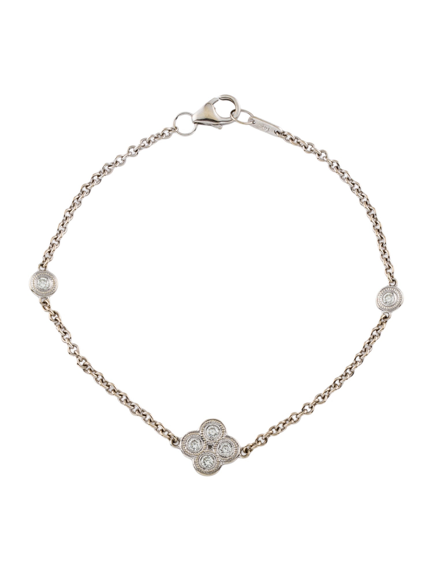 Sofer Jewelry 14K Diamond Clover Station Bracelet