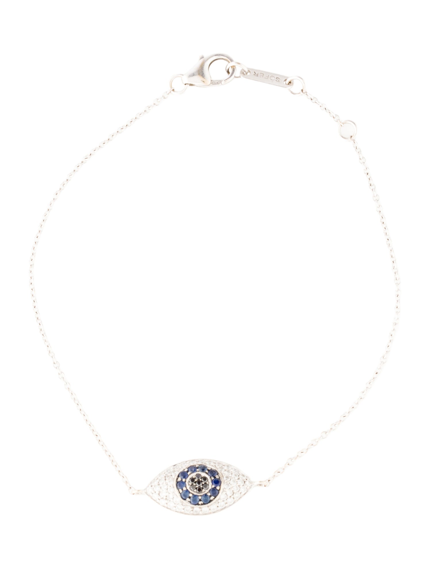 Sofer Jewelry 14K Diamond & Sapphire Evil Eye Station Bracelet