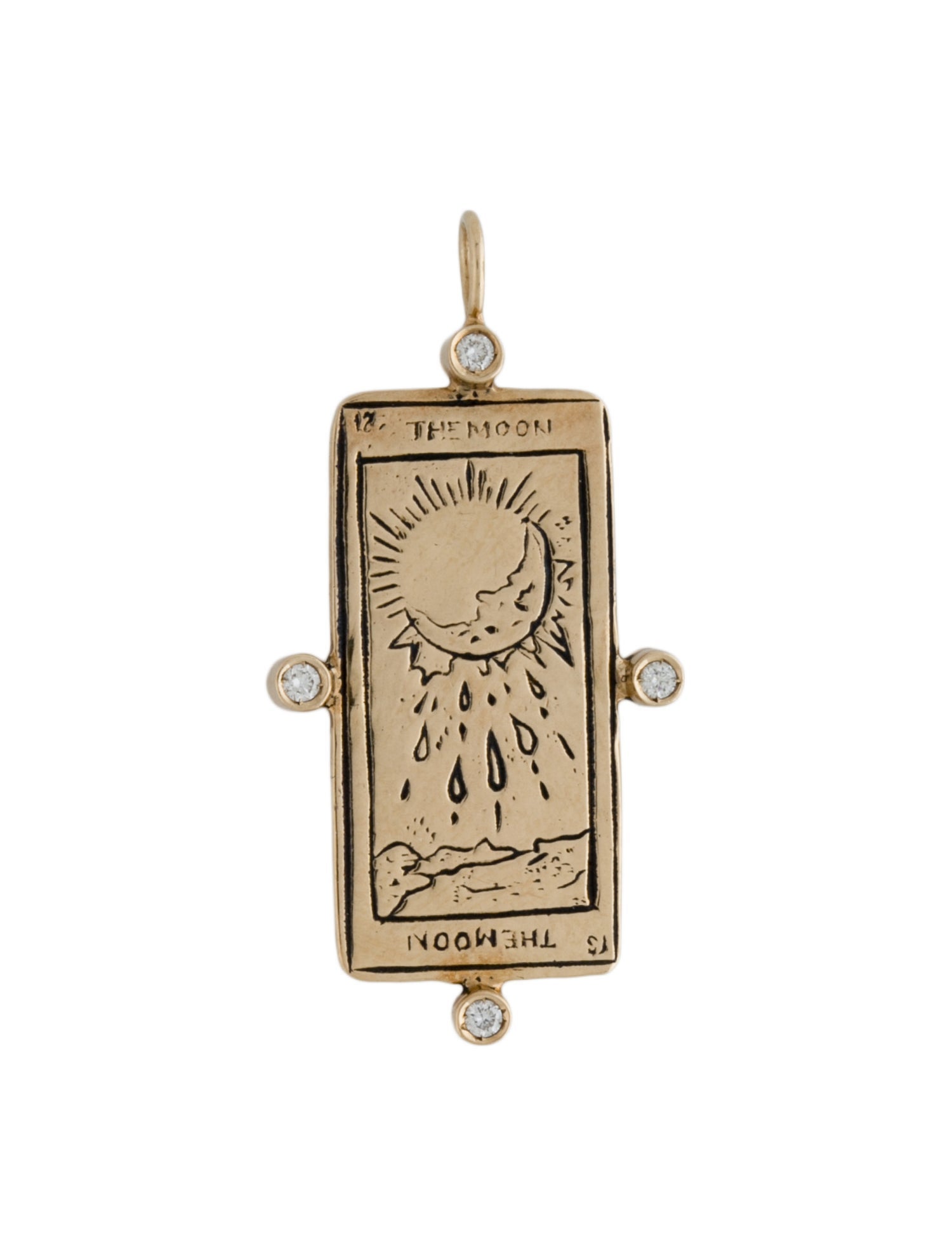Sofia Zakia Diamond The Moon Tarot Card Pendant
