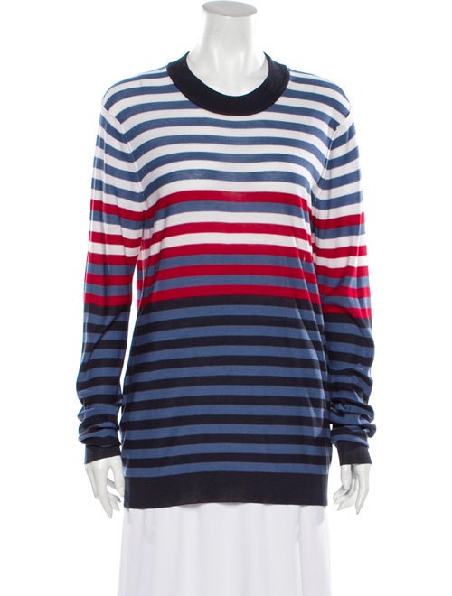 Sonia Rykiel Silk Striped Sweatshirt Blue
