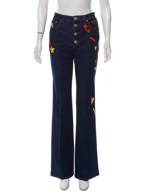 Sonia Rykiel Patch-Accented Mid-Rise Jeans blue