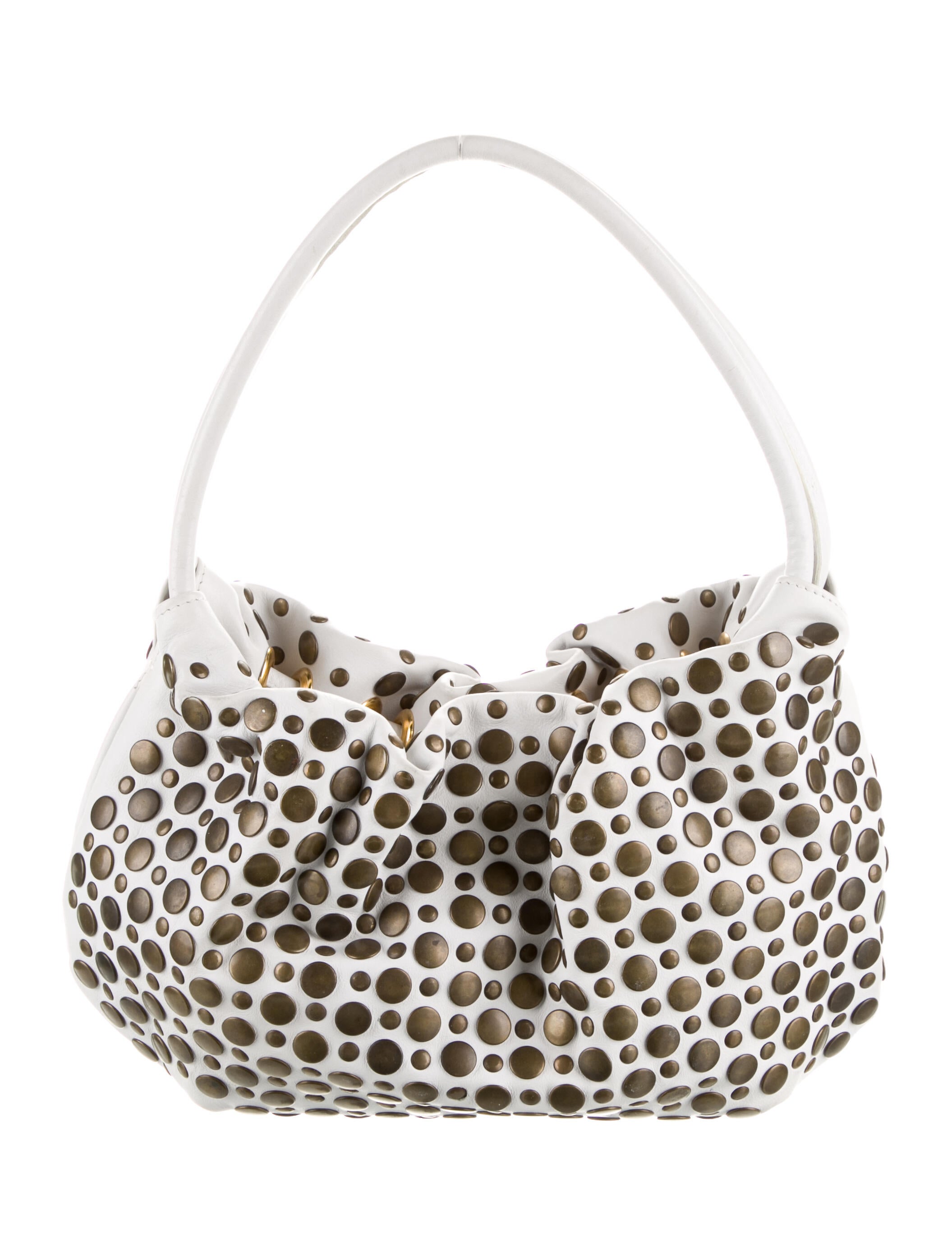 Sonia Rykiel Leather Studded Shoulder Bag - White Shoulder Bags