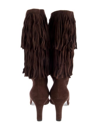 Sonia Rykiel Suede Fringe Trim Accent Boots