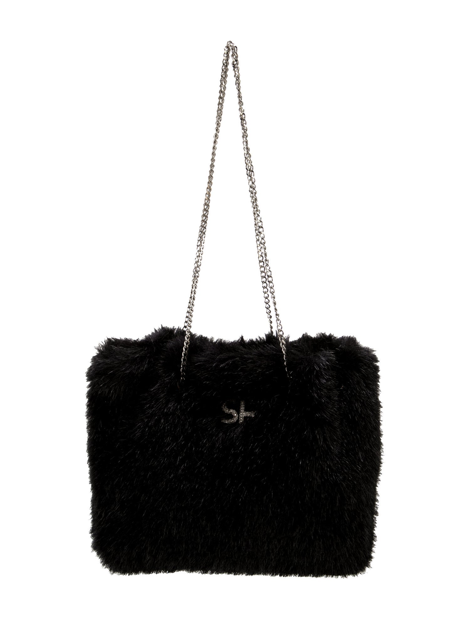 Sonia Rykiel Chain-Link Faux Fur Shoulder Bag - Black