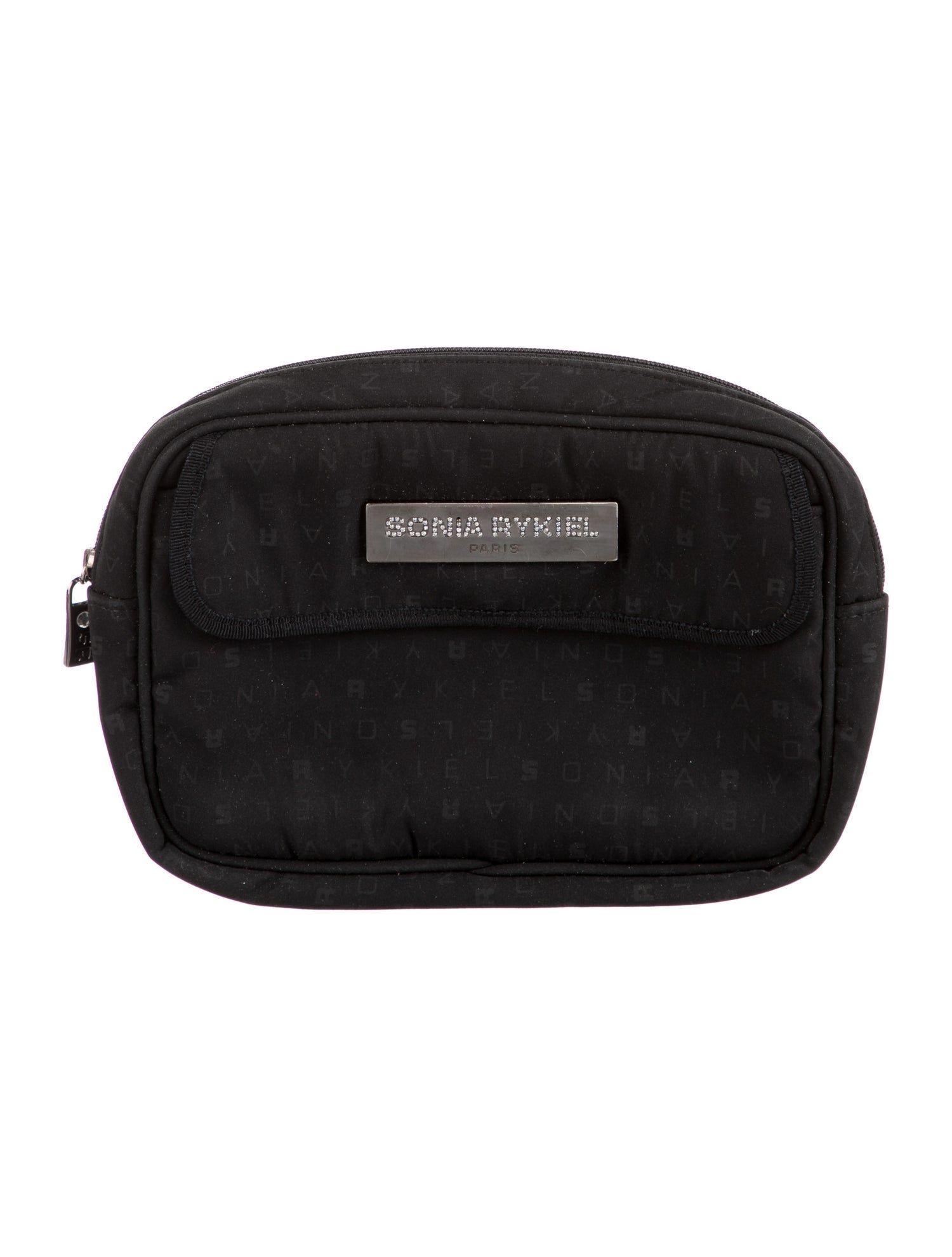 Sonia Rykiel Nylon Black Pattern Cosmetic Bag - Black