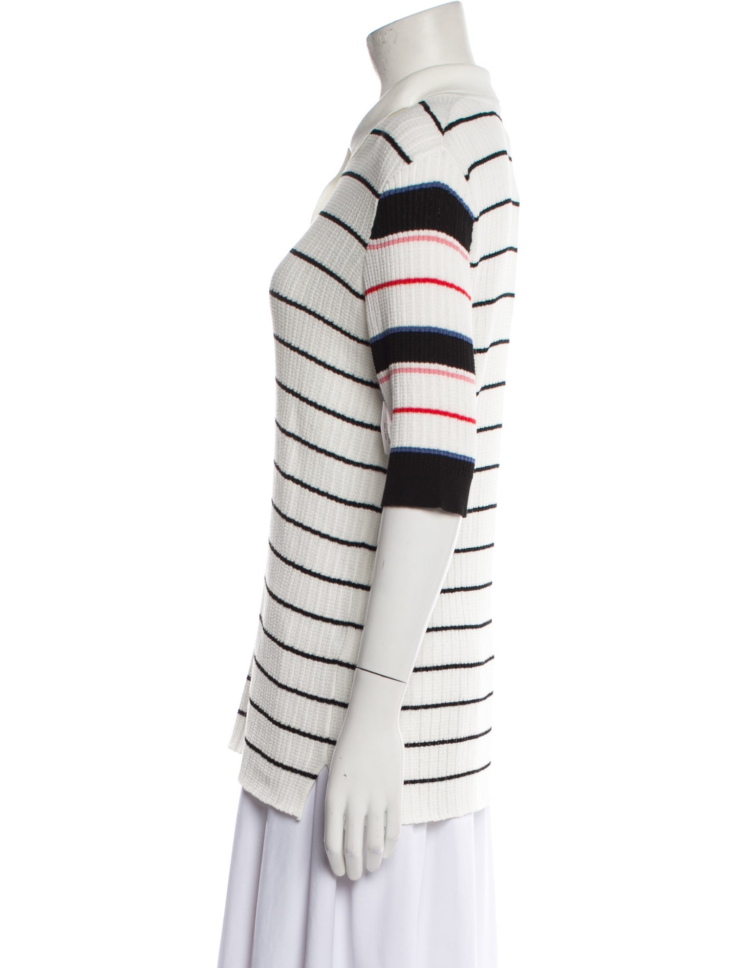 Sonia Rykiel Striped Three-Quarter Sleeve Polo
