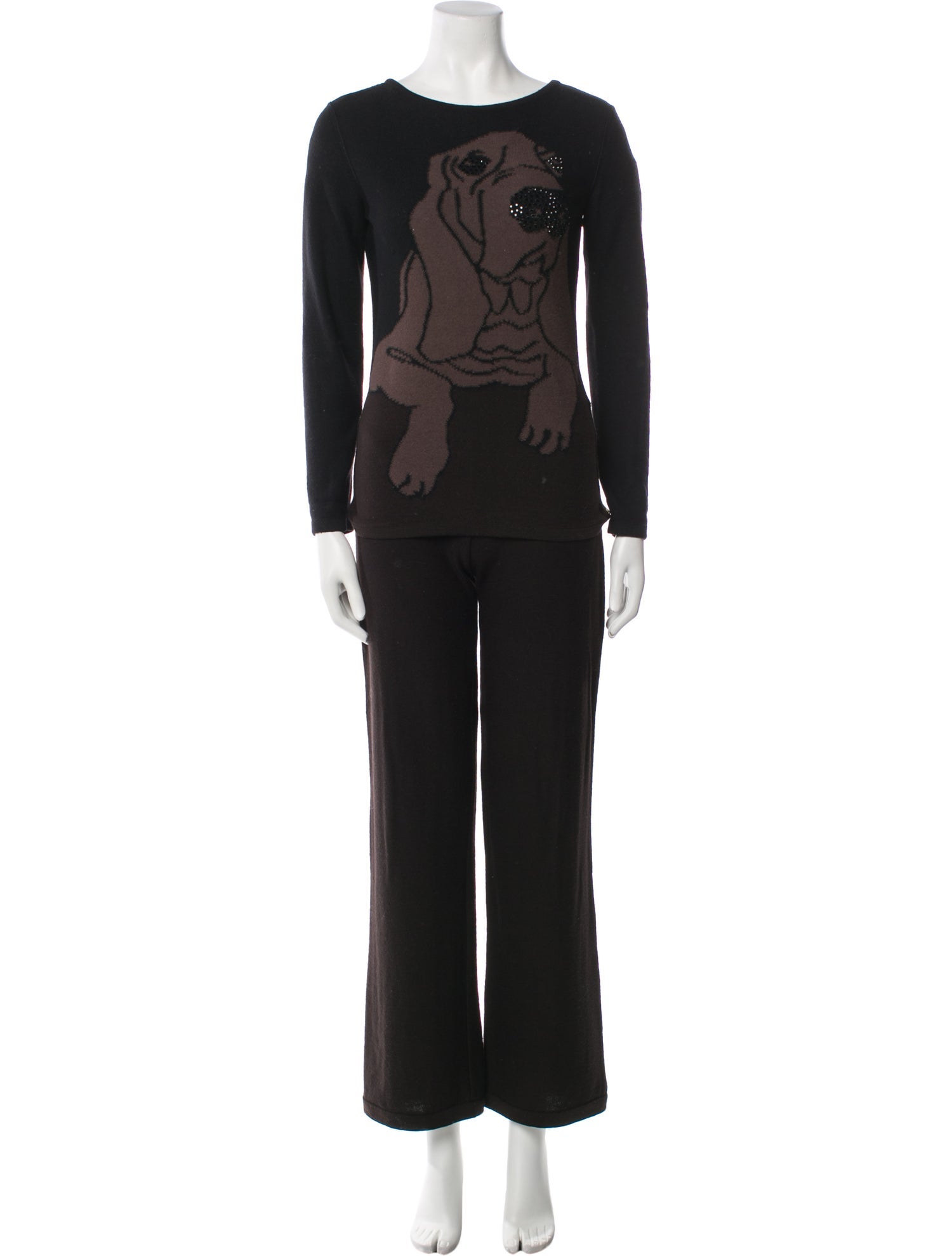 Sonia Rykiel Virgin Wool Graphic Print Pant Set