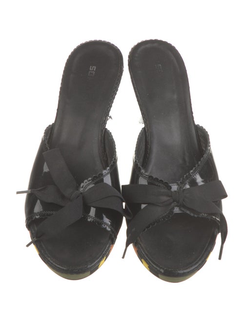 Sonia Rykiel Patent Leather Bow Accents Slides