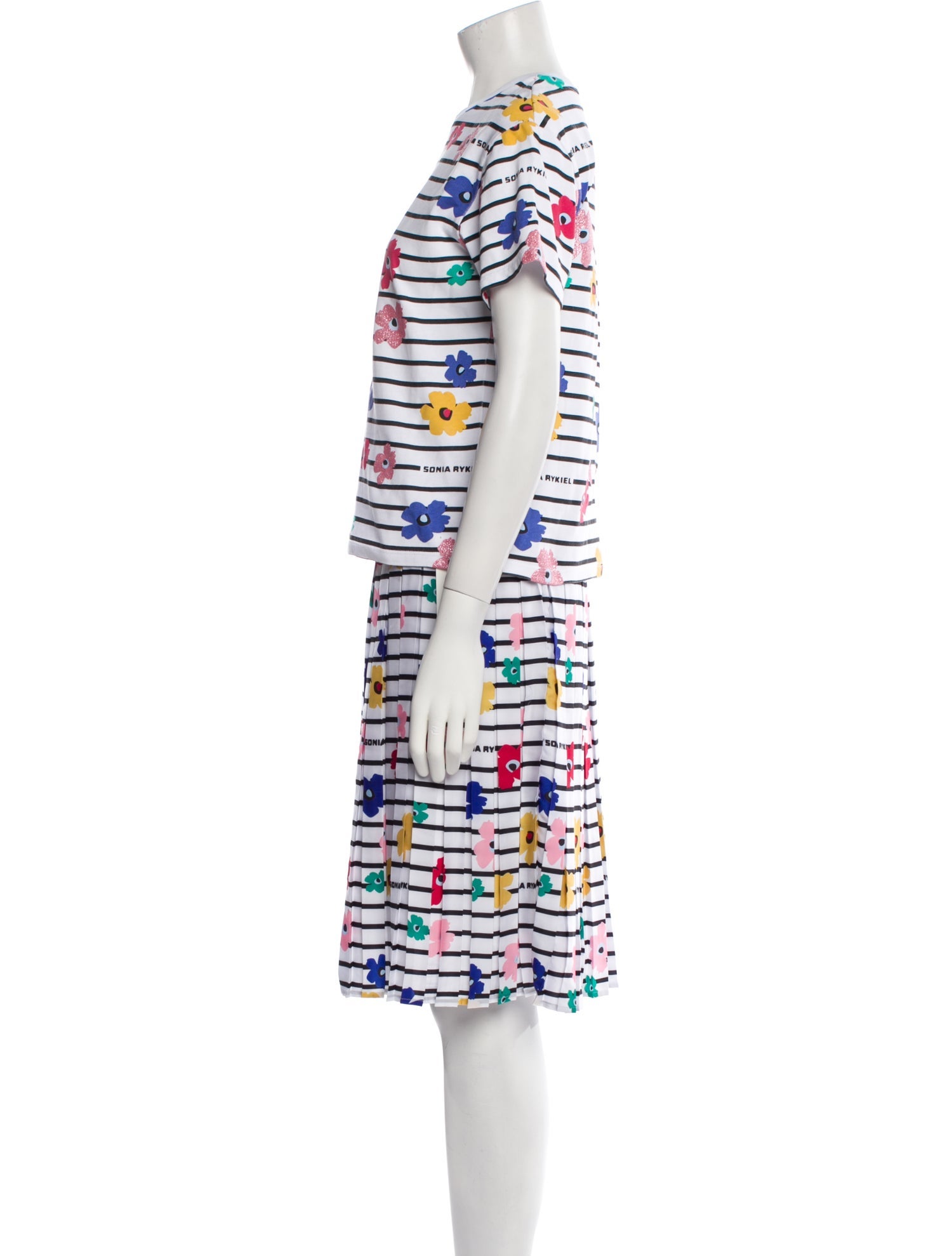 Sonia Rykiel Striped Glitter Accents Skirt Set
