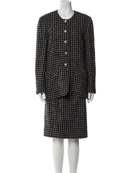 Sonia Rykiel Wool Houndstooth Print Skirt Suit