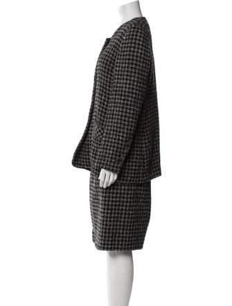 Sonia Rykiel Wool Houndstooth Print Skirt Suit