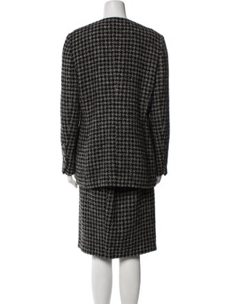Sonia Rykiel Wool Houndstooth Print Skirt Suit