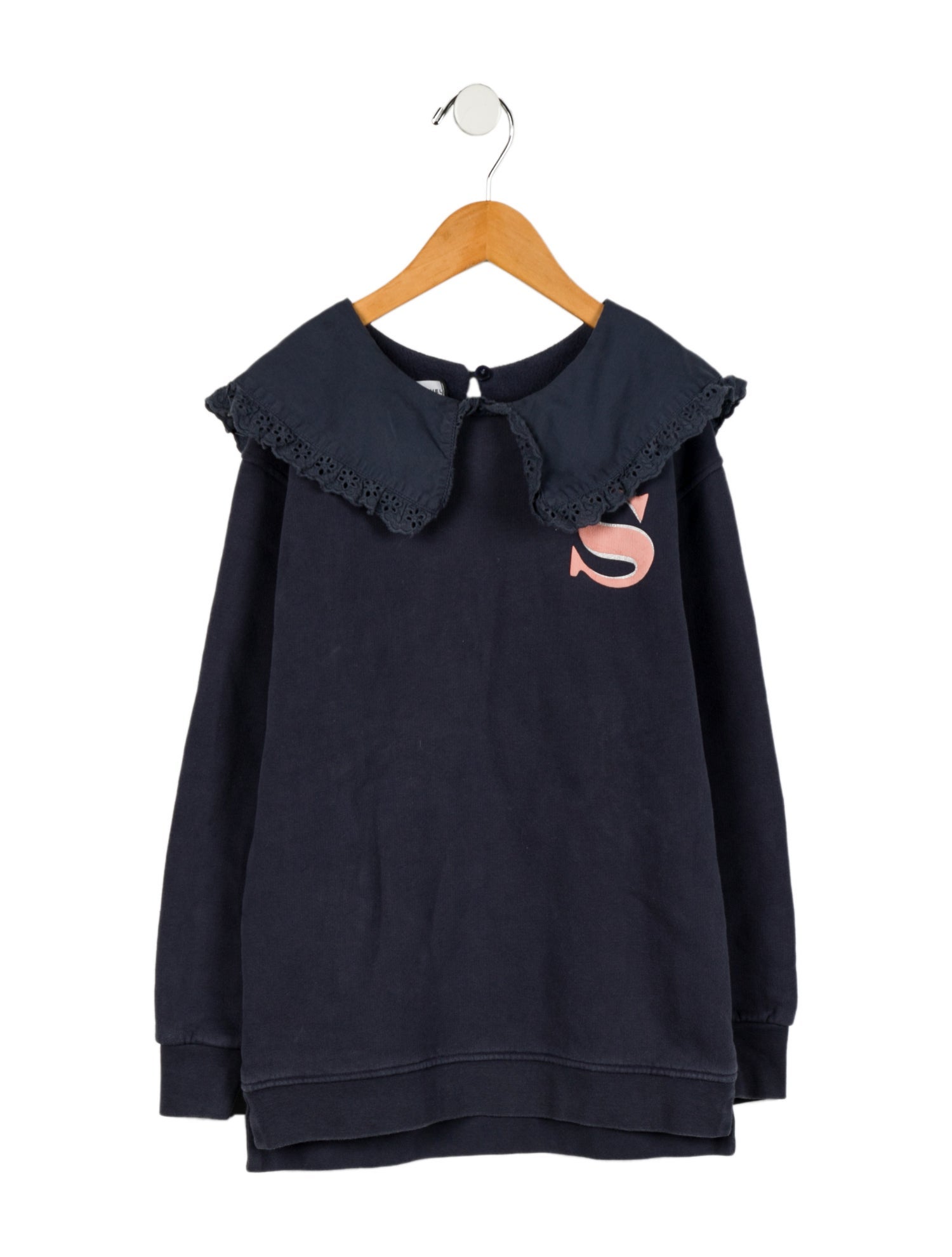 Sonia Rykiel Girls' Crochet Trimmed Crew Neck Sweatshirt