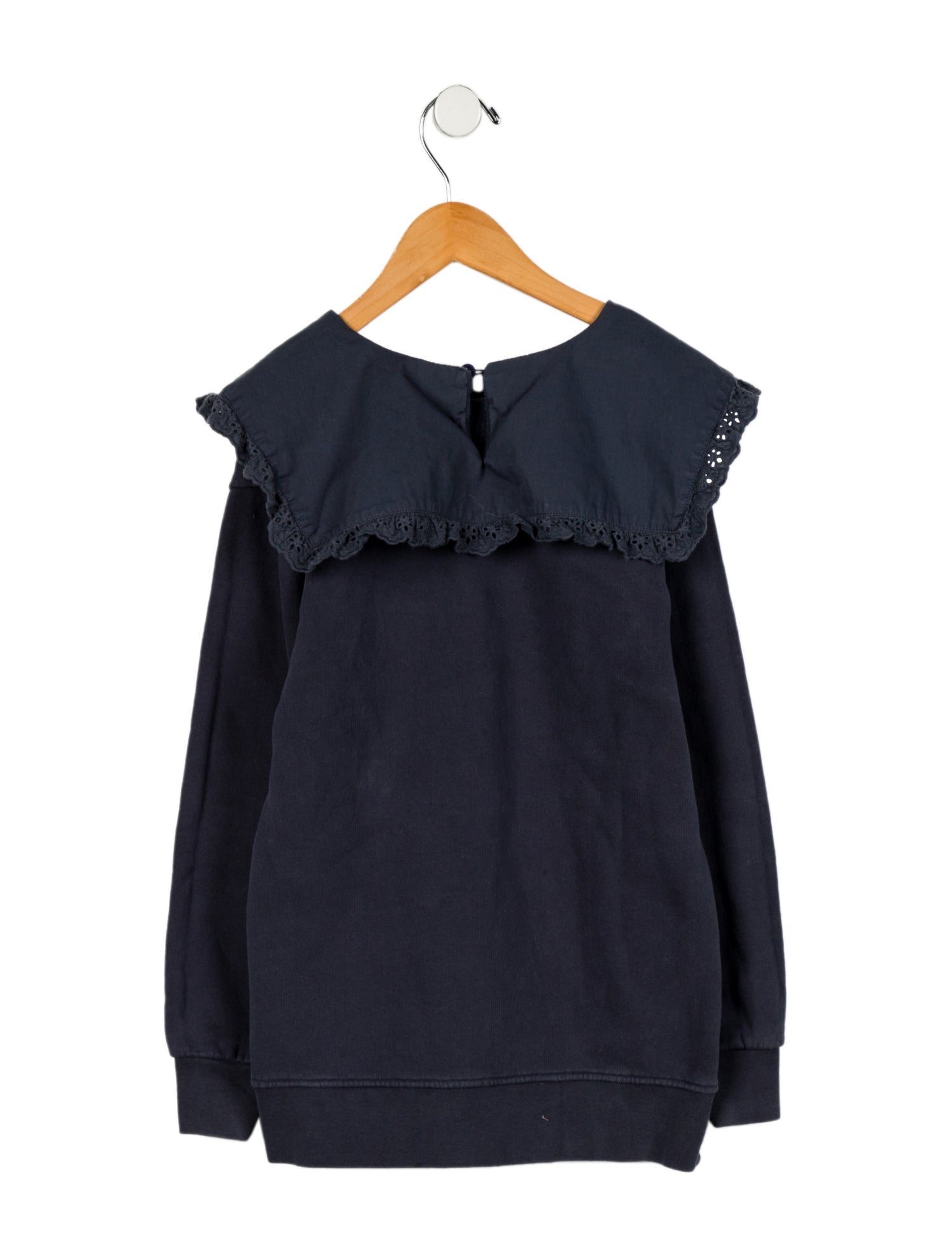 Sonia Rykiel Girls' Crochet Trimmed Crew Neck Sweatshirt