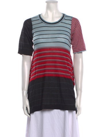 Sonia Rykiel Tops Silk Striped T-Shirt M