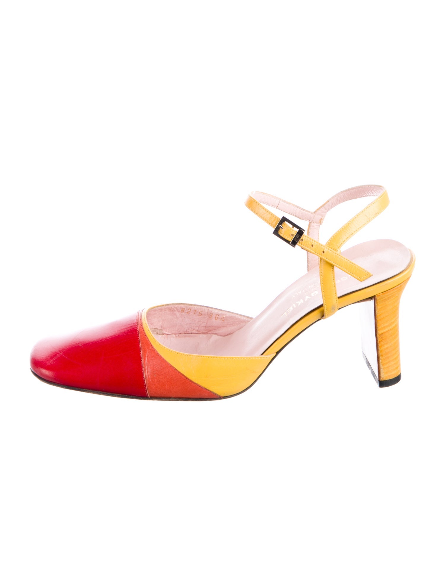 Sonia Rykiel Leather Colorblock Pattern Slingback Pumps