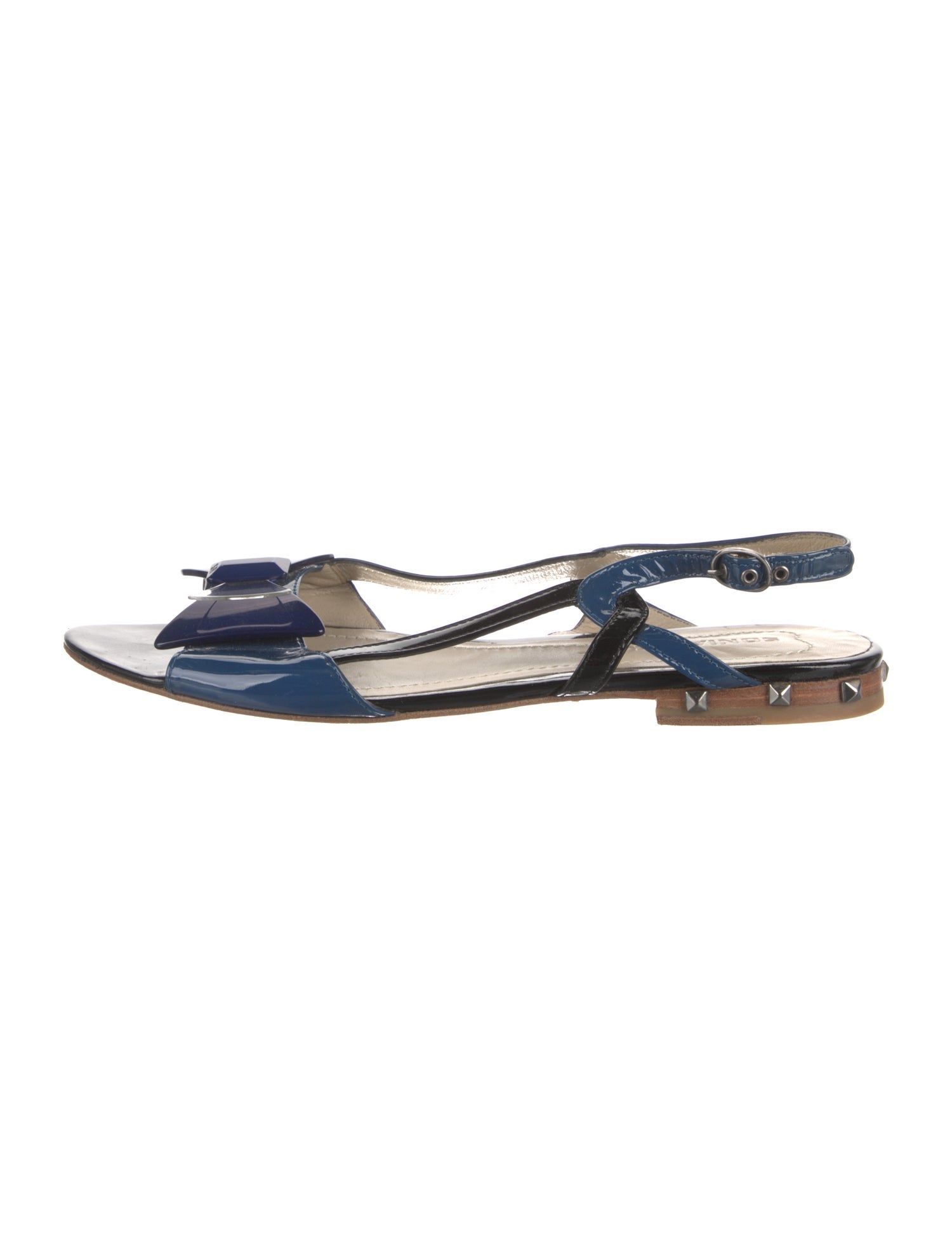 Sonia Rykiel Patent Leather Bow Accents Slingback Sandals