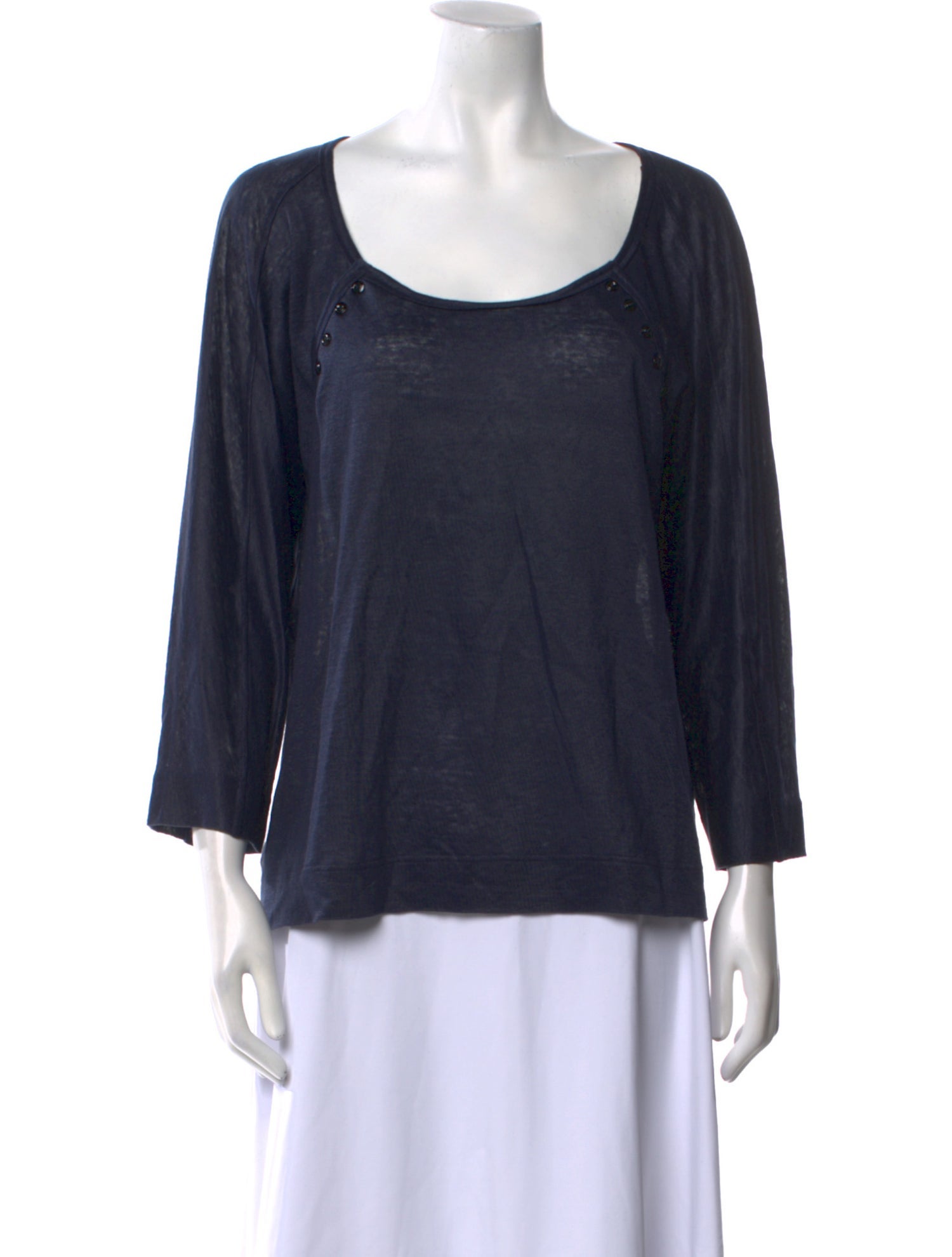 Sonia Rykiel Linen Scoop Neck Blouse