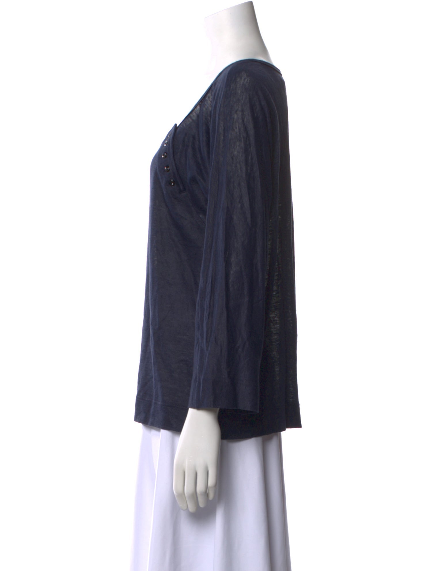 Sonia Rykiel Linen Scoop Neck Blouse