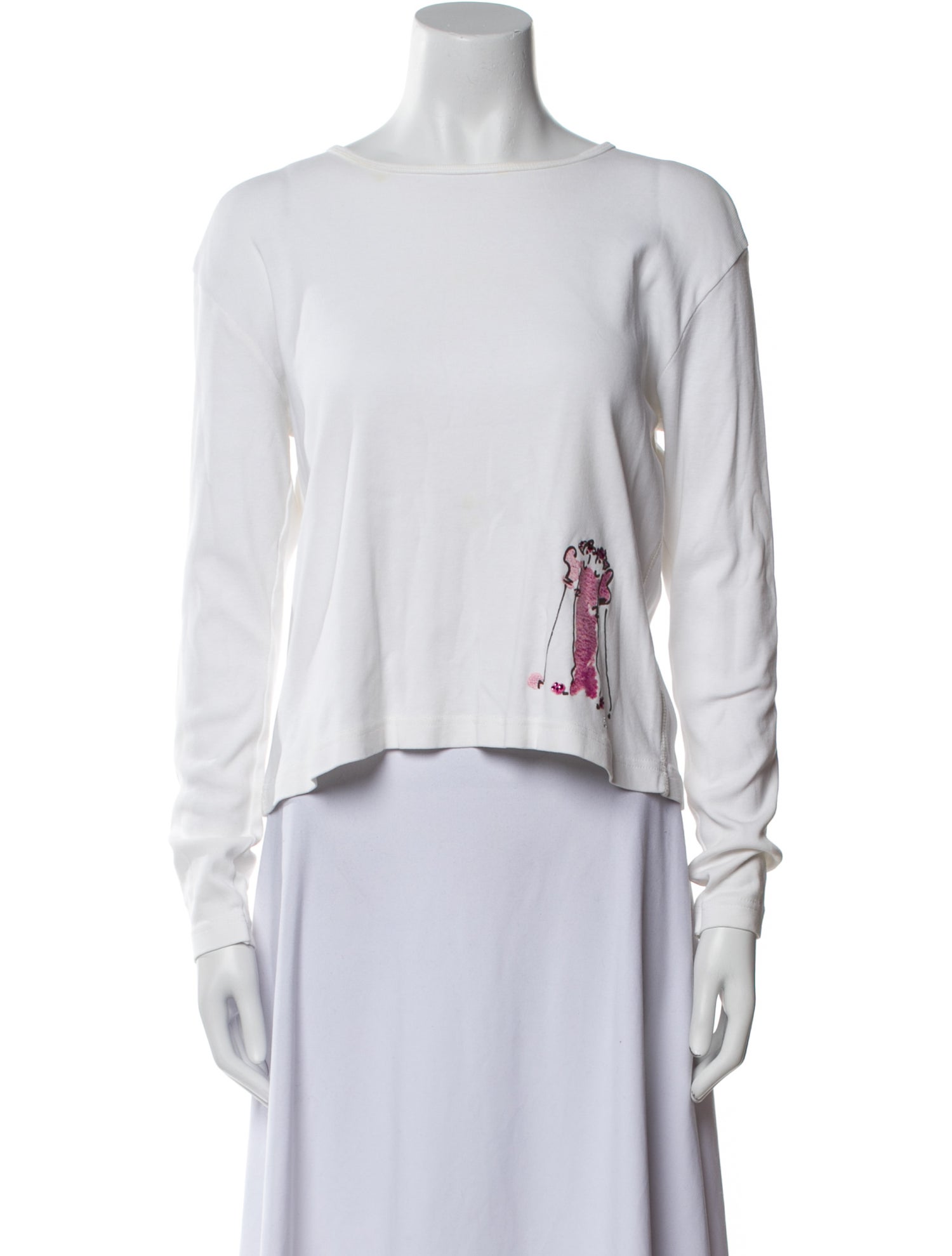 Sonia Rykiel Bateau Neckline Long Sleeve Crop Top