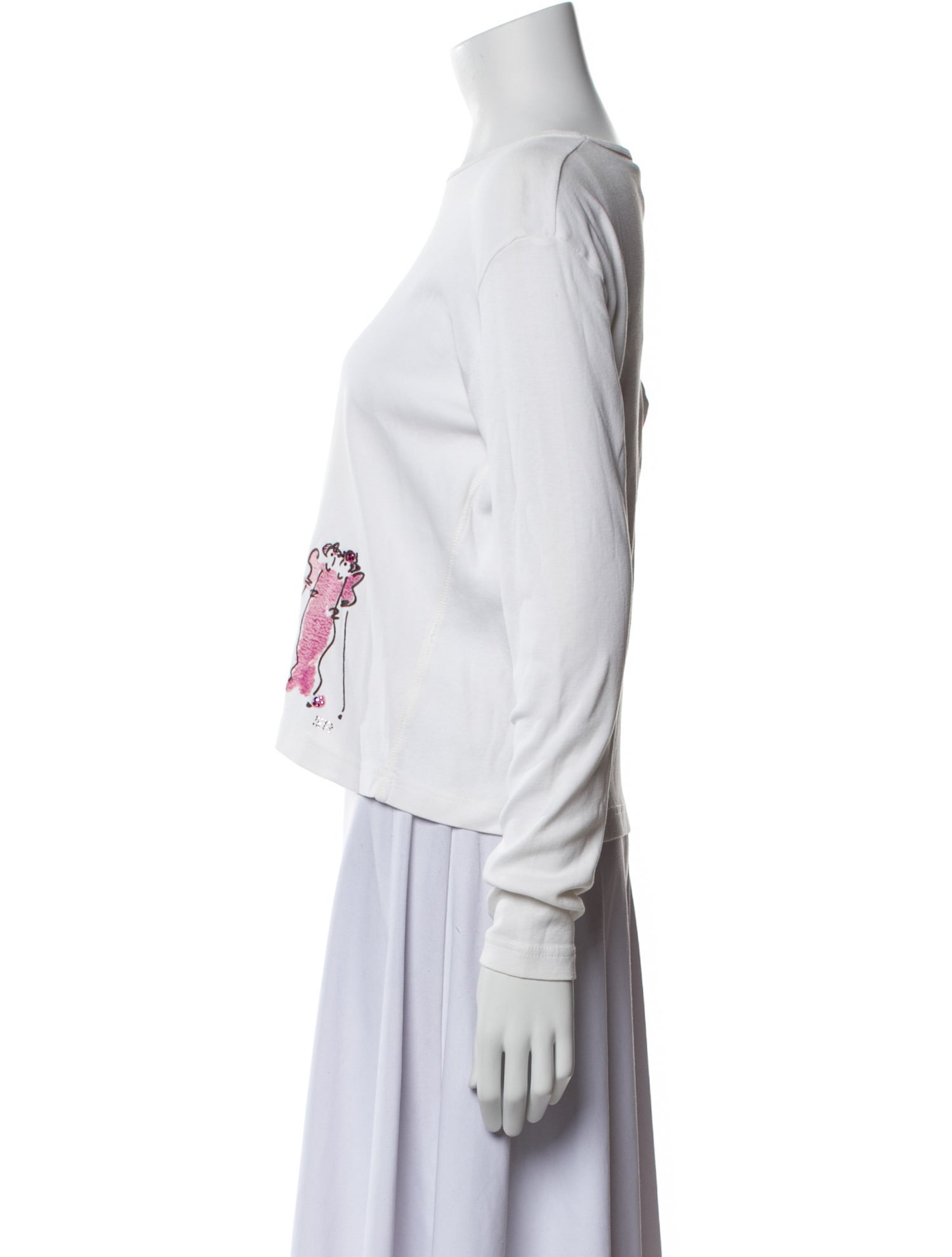 Sonia Rykiel Bateau Neckline Long Sleeve Crop Top