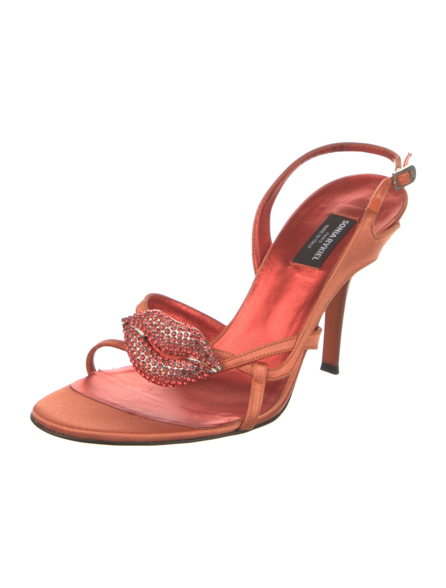 Sonia Rykiel Satin Crystal Embellishments Slingback Sandals