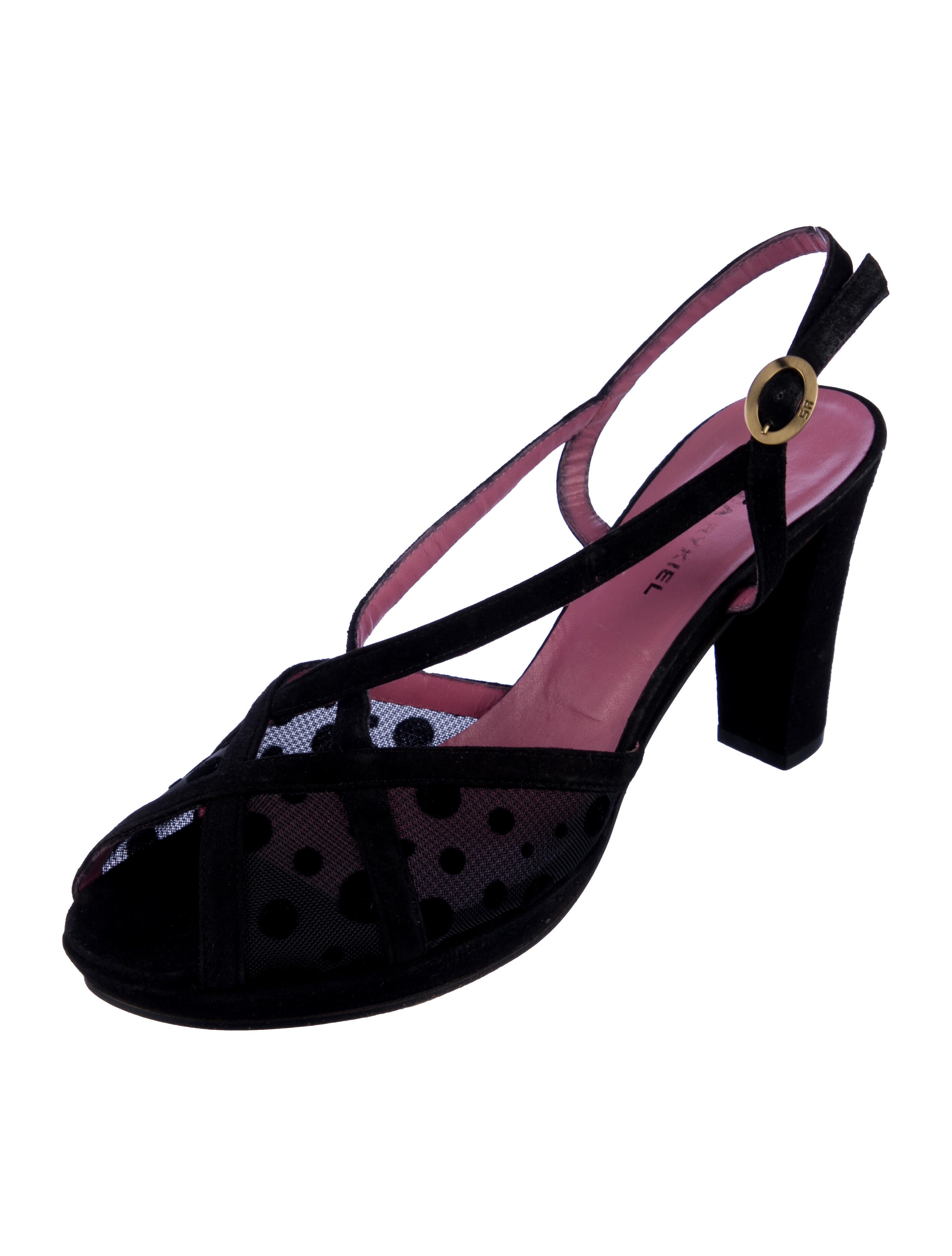 Sonia Rykiel Suede Mesh Accents Slingback Sandals