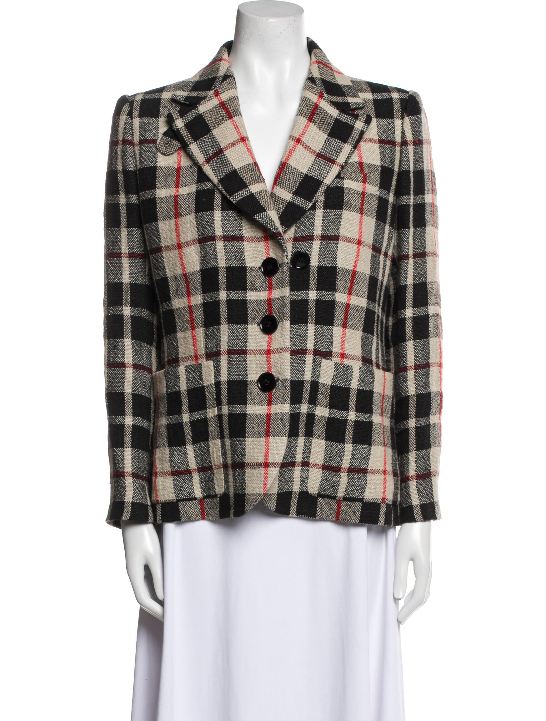 Sonia Rykiel Linen Plaid Print Blazer