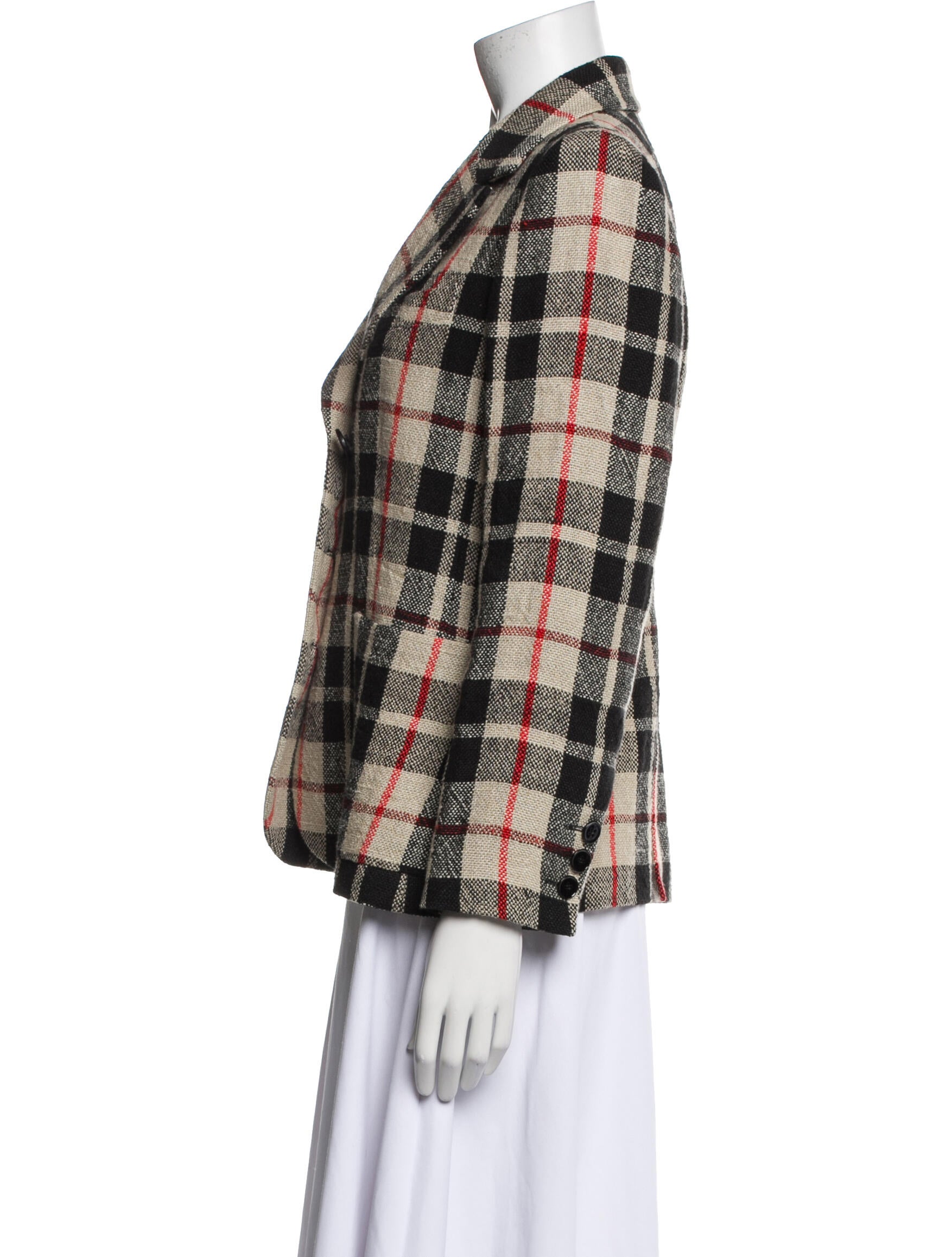 Sonia Rykiel Linen Plaid Print Blazer