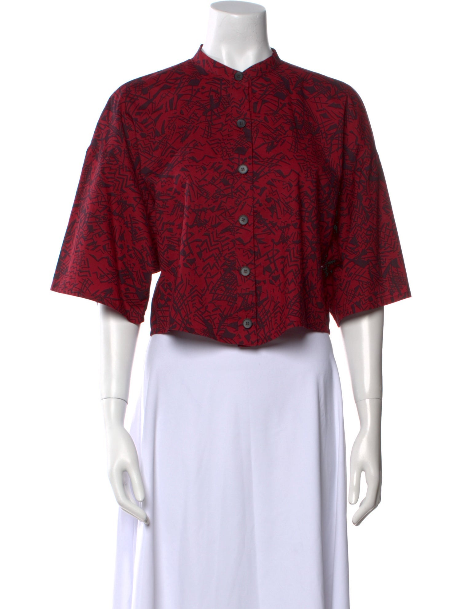 Sonia Rykiel Printed Mock Neck Crop Top