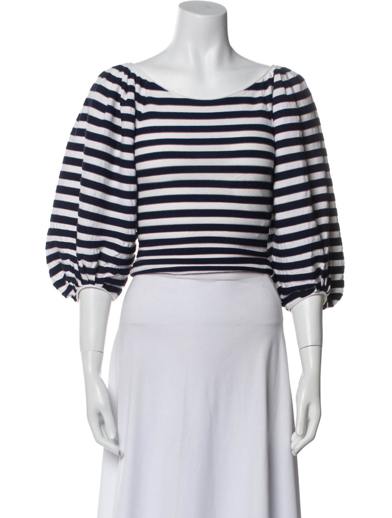 Sonia Rykiel Striped Bateau Neckline Crop Top