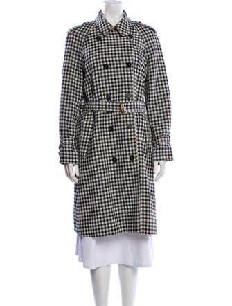 Sonia Rykiel Wool Plaid Print Trench Coat