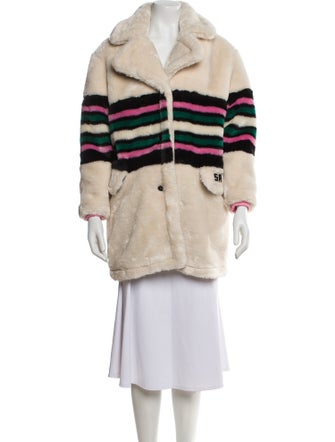 Sonia Rykiel Striped Faux Fur Coat