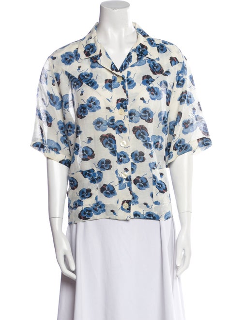 Sonia Rykiel Floral Print Short Sleeve Button-Up Top