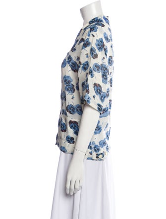Sonia Rykiel Floral Print Short Sleeve Button-Up Top