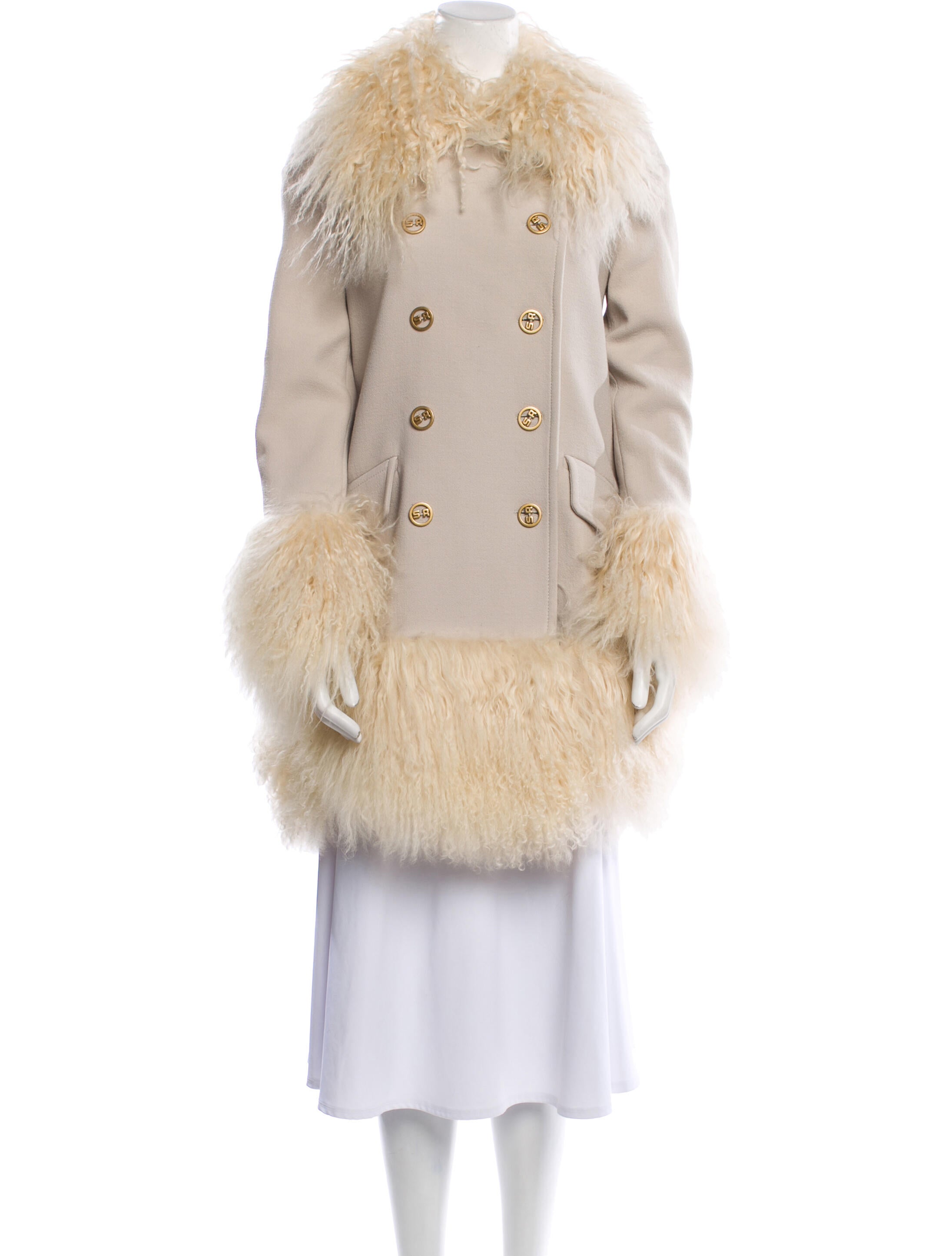 Sonia Rykiel Wool Faux Fur Coat
