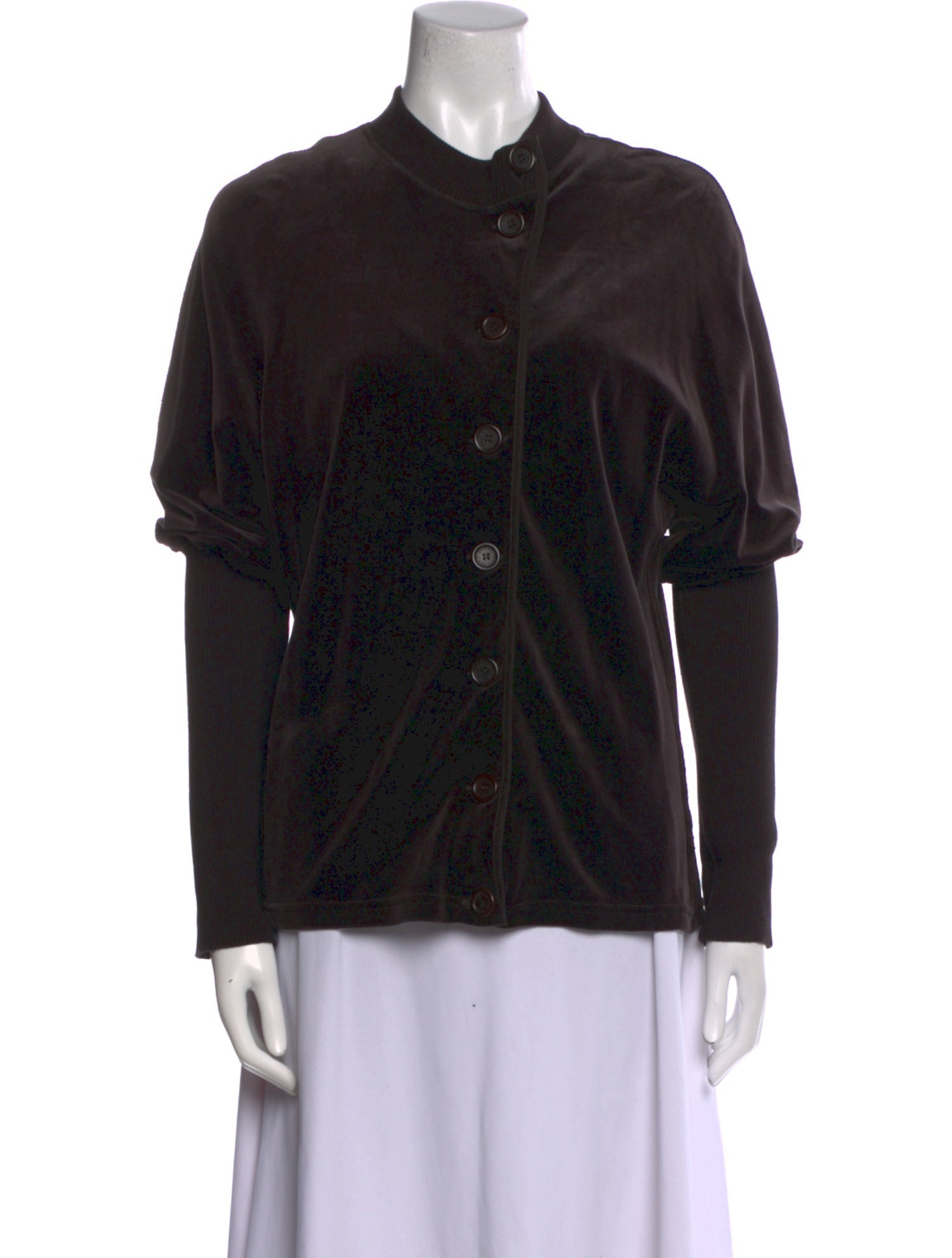 Sonia Rykiel Mock Neck Long Sleeve Button-Up Top