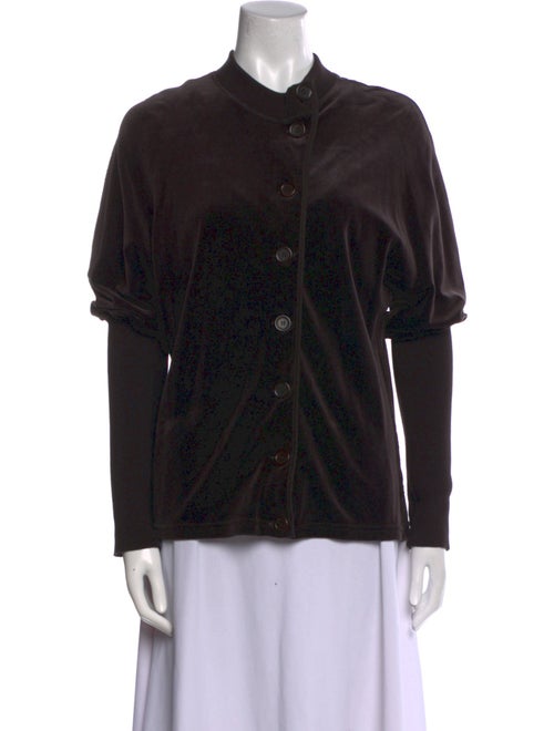 Sonia Rykiel Mock Neck Long Sleeve Button-Up Top